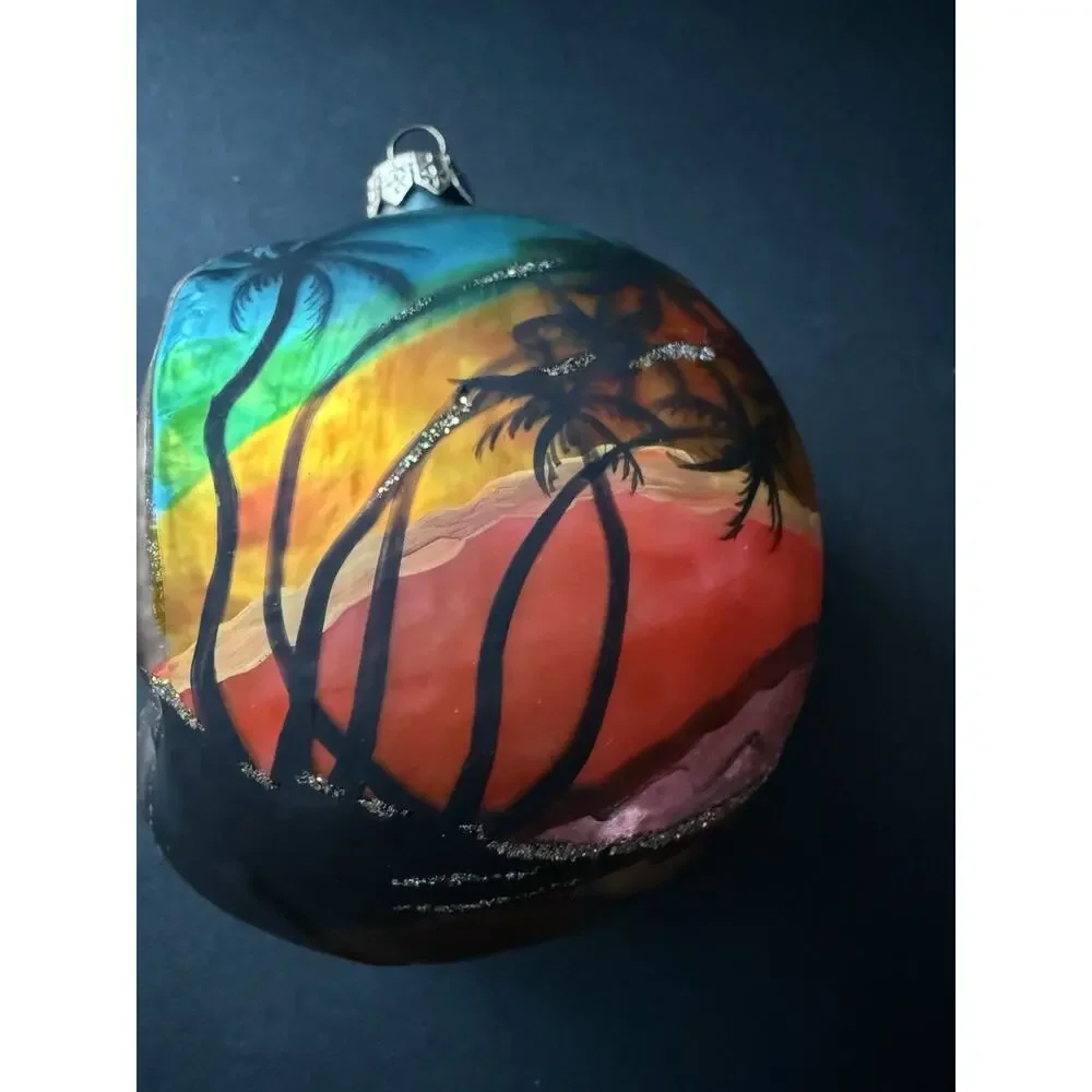 Vintage Handblown Elephant Head Christmas Ornament Handpainted Large Safari